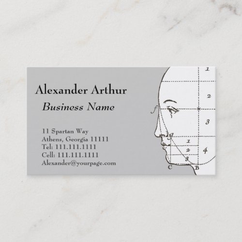 Geometry of the Human Head Antique Print Business Cards