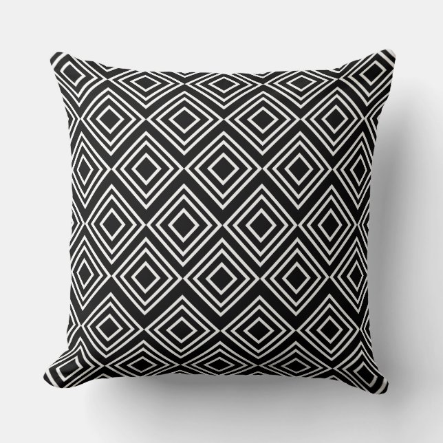 Geometry pattern ; Black Box Pattern ;  Throw Pillow (Front)