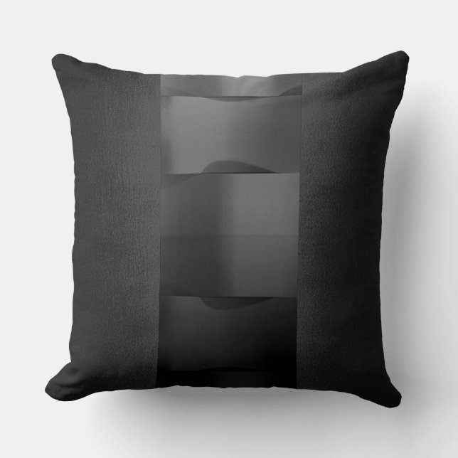 Geometry Plum Purple 3-Dimensional Black Gray Throw Pillow (Front)