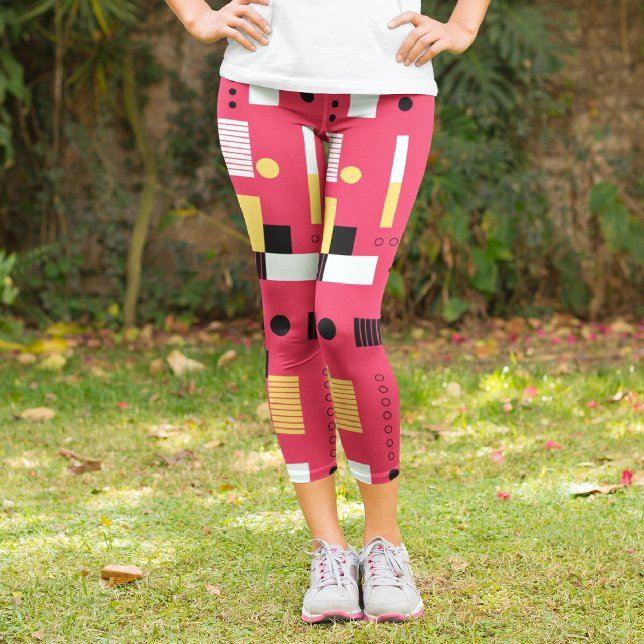 Geometry Polka Stripes Capri Leggings (Creator Uploaded)