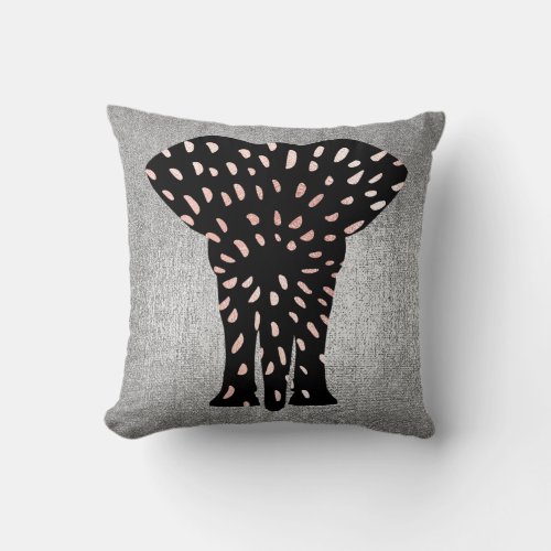 Geometry Rose Gold Blush Pink Gray Pink Dots Metal Throw Pillow