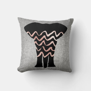 Geometry Rose Gold Blush Pink Gray Zig Zag Metal Throw Pillow