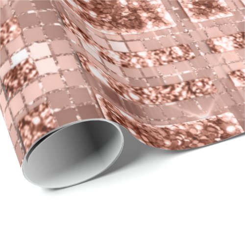 Geometry Spark Rose Gold Glitter Copper Bridal Wrapping Paper