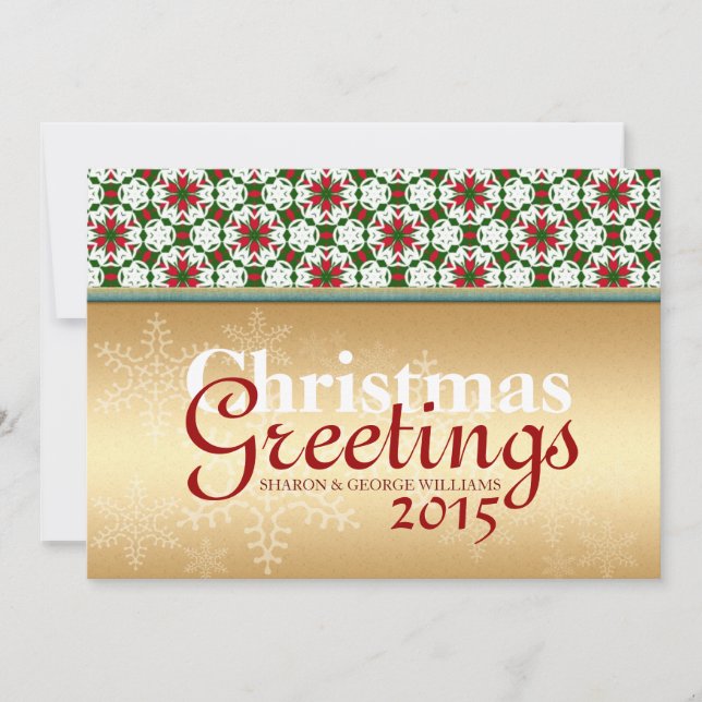 Geometry Star Snowflake Golden Christmas Holidays Holiday Card (Front)