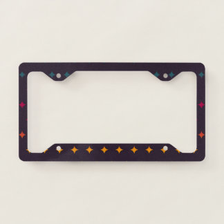 Geometry stars Rainbow Retro Cyber Punk Pattern License Plate Frame