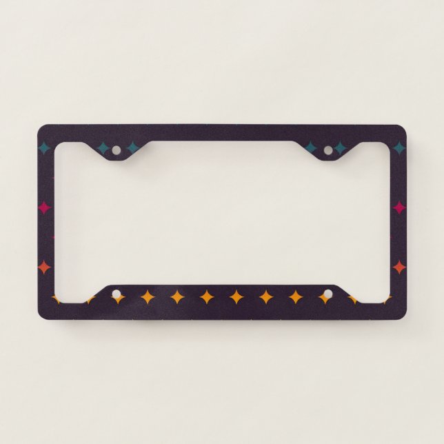 Geometry stars Rainbow Retro Cyber Punk Pattern License Plate Frame (Front)
