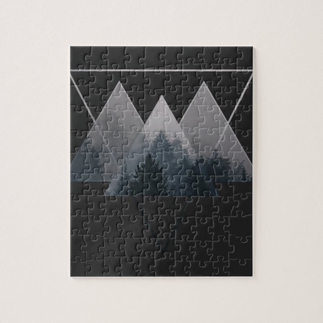 Geometry Triangles Misty Fores Jigsaw Puzzle (Vertical)