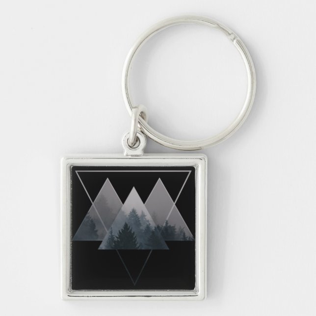 Geometry Triangles Misty Fores Keychain (Front)