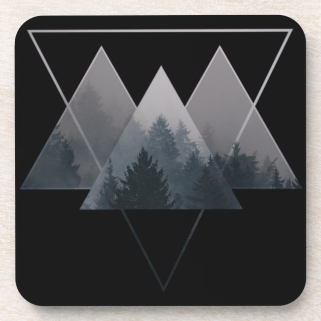 Geometry Triangles Misty Forest Beverage Coaster (Front)