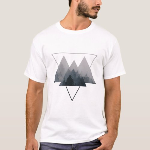 Geometry Triangles Misty Forest T_Shirt