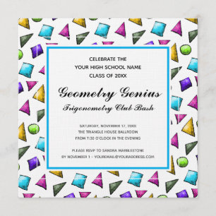 Geometry Trigonometry Genius Graduation Party Fun Invitation