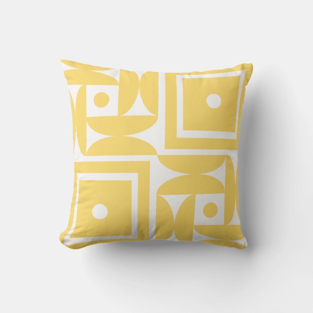 Geomografika Mid Century Modern Pattern Yellow Throw Pillow (Front)