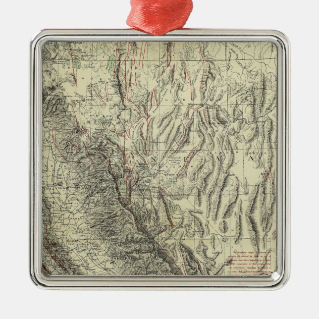 Geomorphic map, California, Nevada Metal Ornament (Front)