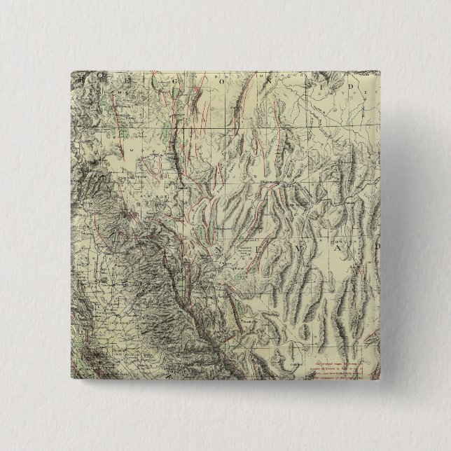 Geomorphic map, California, Nevada Pinback Button (Front)