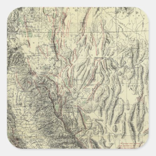Geomorphic map California Nevada Square Sticker