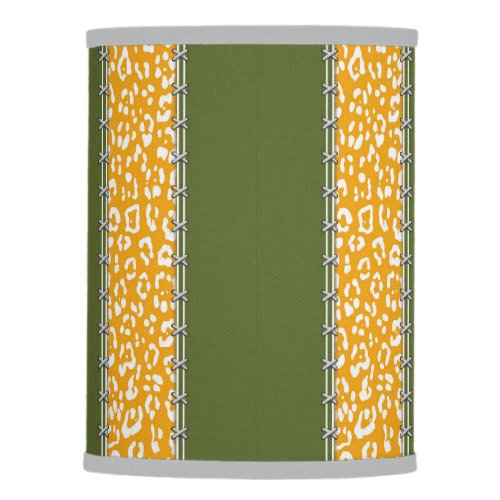 Geopard green white mustard yellow stiched lamp shade