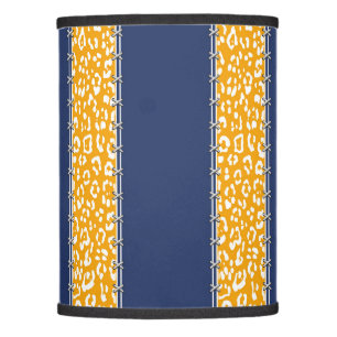 Geopard, navy blue, white, mustard yellow,stitched lamp shade