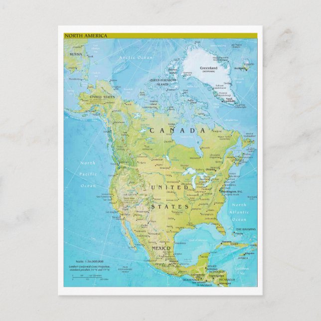 Geopolitical Map of North America Postcard (Front)