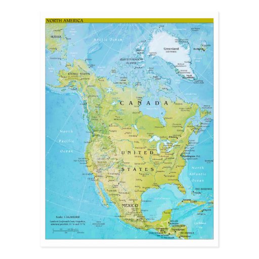 Geopolitical Map of North America Postcard | Zazzle