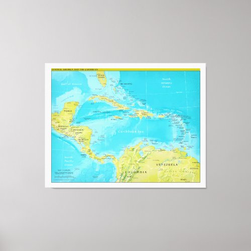 Geopolitical Regional Map of Central America Canvas Print