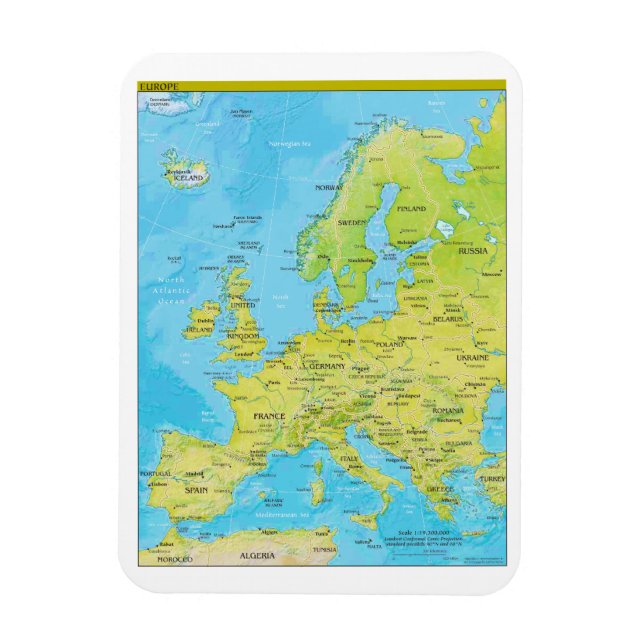 Geopolitical Regional Map of Europe Magnet (Vertical)
