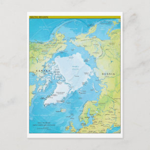 Geopolitical Regional Map of the Arctic Postcard