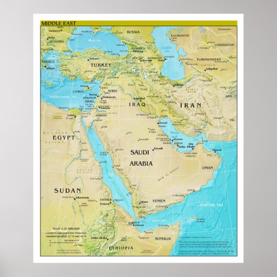 Geopolitical Regional Map of the Middle East Poster | Zazzle.com