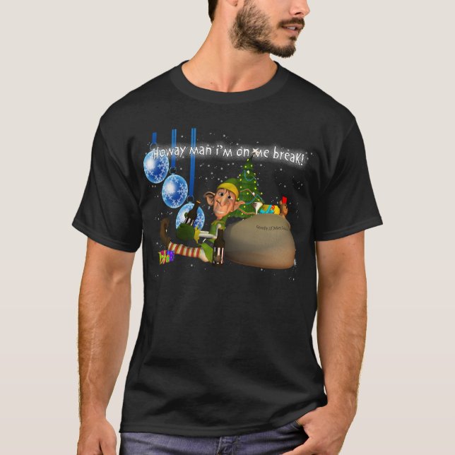 Geordie Christmas T  Elf Drinking Newcie Brown T-Shirt (Front)