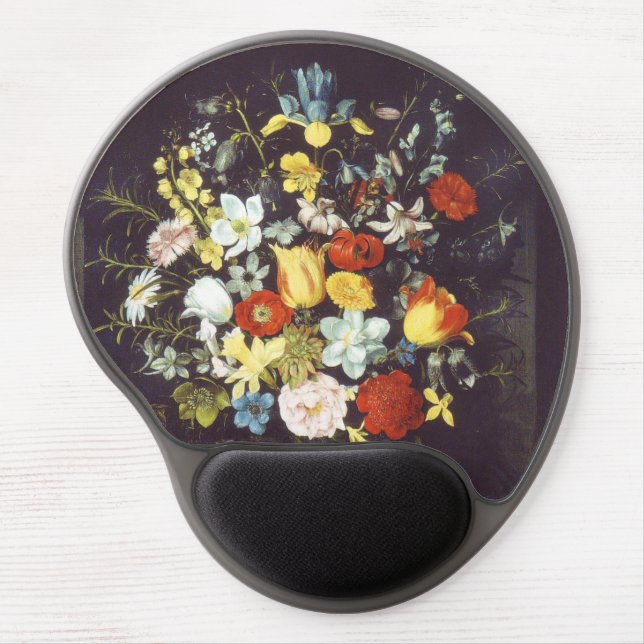 Georg Flegel  Big piece of flowers (in niche)    Gel Mouse Pad (Front)