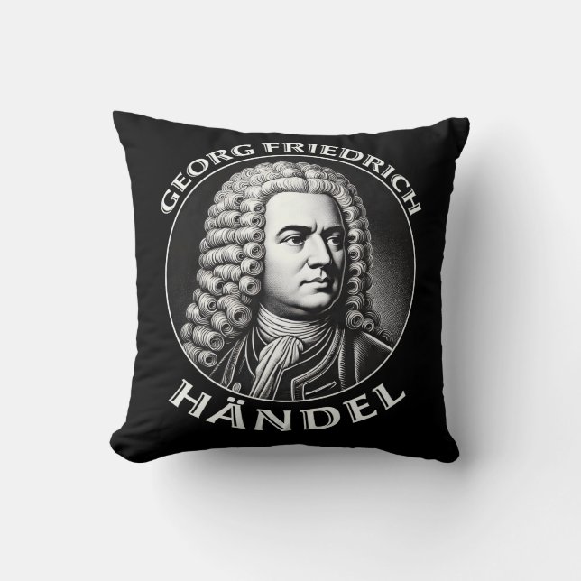 Georg Friedrich Handel Baroque Composer Throw Pillow (Front)