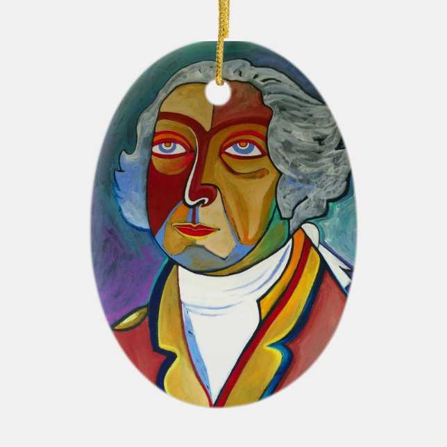 George and Martha Washington Ceramic Ornament (Front)