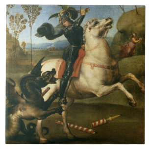 George and the Dragon (by Raphael) Ceramic Tile