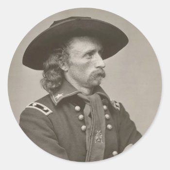 George Armstrong Custer Classic Round Sticker by allphotos at Zazzle