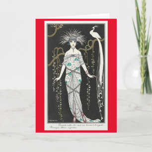 George Barbier Art Deco fashion Letterpress Thank You Card