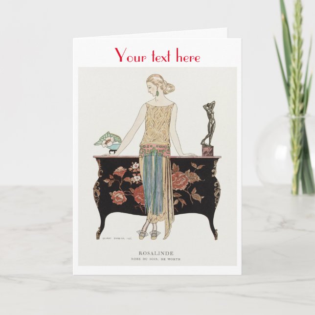 George Barbier Art Deco fashion Thank You Card (Front)