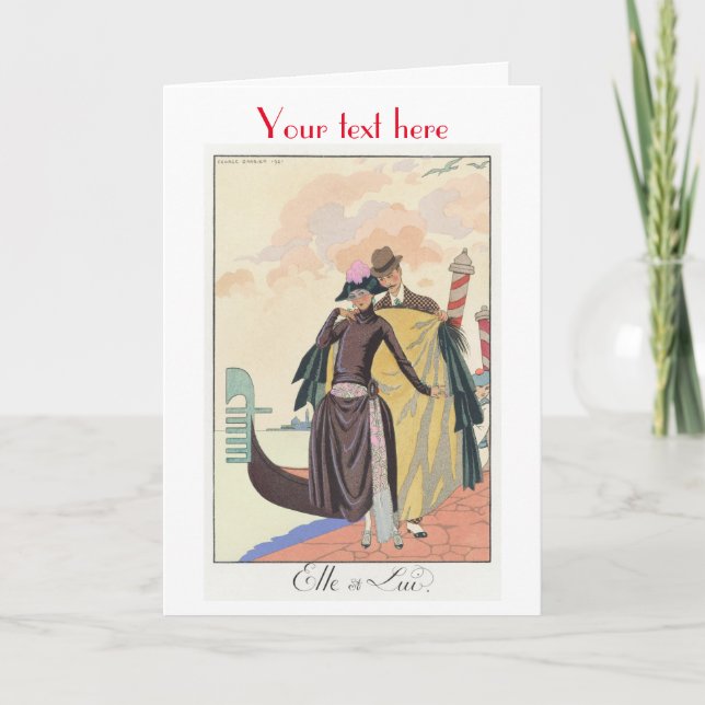 George Barbier Art Deco fashion Thank You Card (Front)