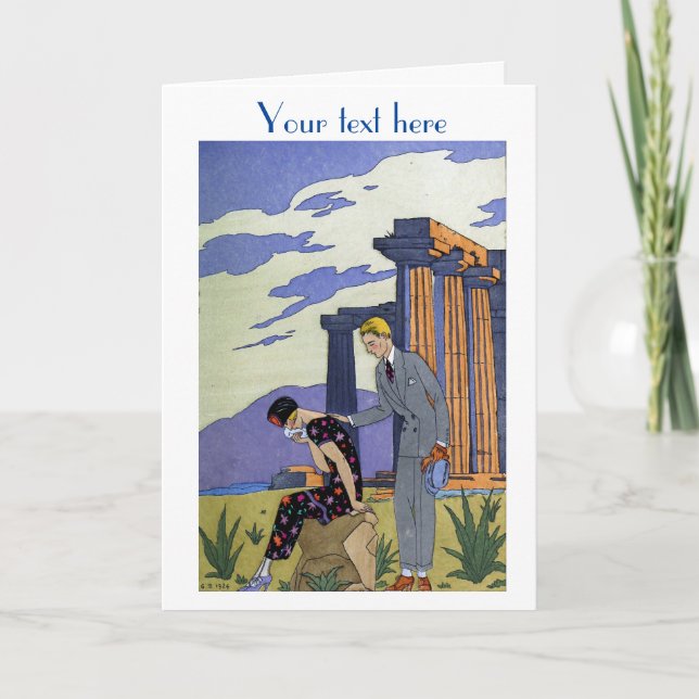 George Barbier Art Deco fashion Thank You Card (Front)