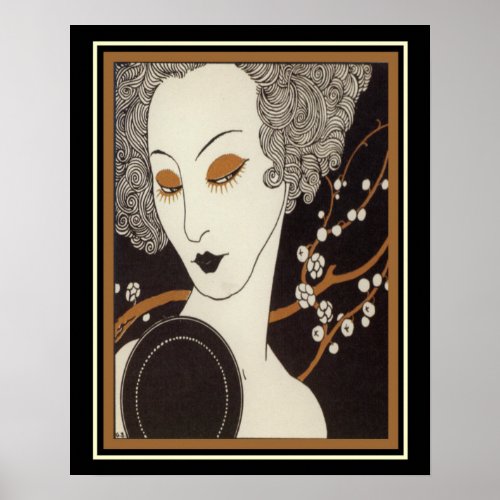 George Barbier Art Deco Girl With Mirror 16 x 20 Poster