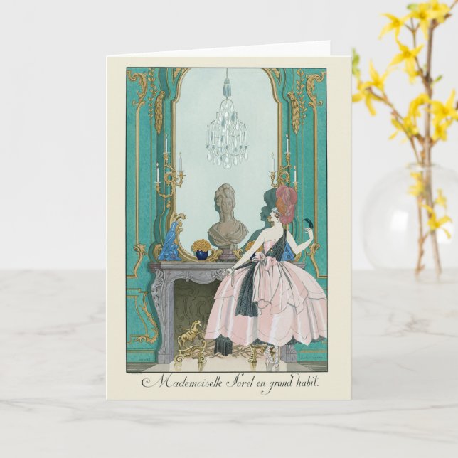 George Barbier French Fashion Illustration Card (Yellow Flower)