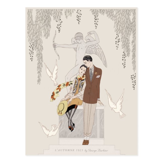 George Barbier L&#39;Automne Autumn 1925 Lovers CC1226 Postcard
