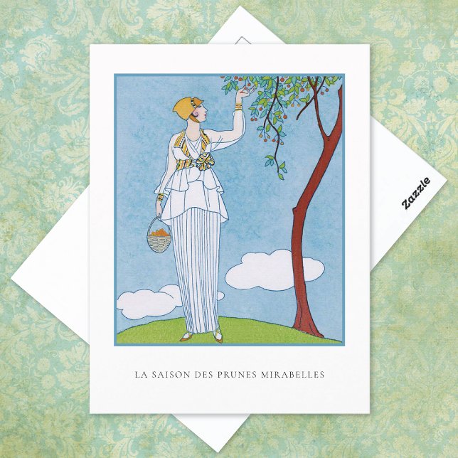 George Barbier Picking Fruit French Fashion Postcard (Creator Uploaded)