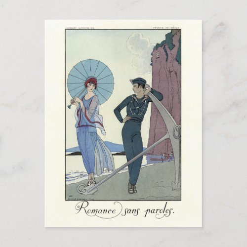 George Barbier Romance Without Words Fashion Plate Postcard
