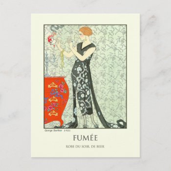 George Barbier Vintage Art Deco Fashion Fumee Postcard by lazyrivergreetings at Zazzle