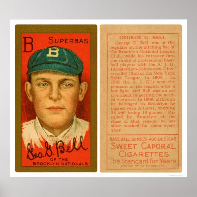 George Bell Brooklyn Baseball 1911 Poster (Front)
