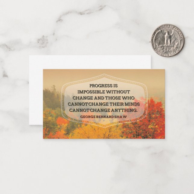 George Bernard Shaw Inspirational Quote "Change" Note Card (Front/Back In Situ)