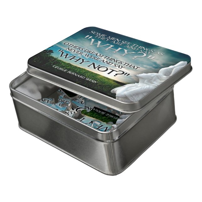 George Bernard Shaw Inspirational Quote "Why not" Jigsaw Puzzle (Lid Open)