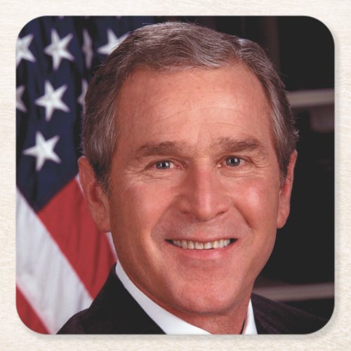George Bush 43rd US American President  Square Paper Coaster