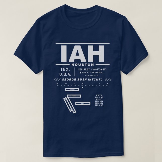 George Bush Intercontinental Airport IAH T-Shirt (Design Front)