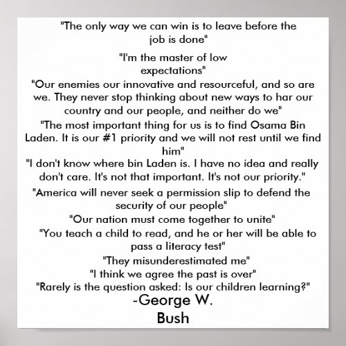 George Bush quotes poster