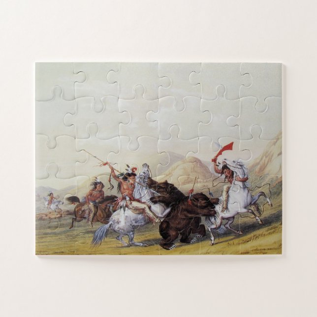 George Catlin Attacking the Grizzly Bear 1844 Jigsaw Puzzle (Horizontal)
